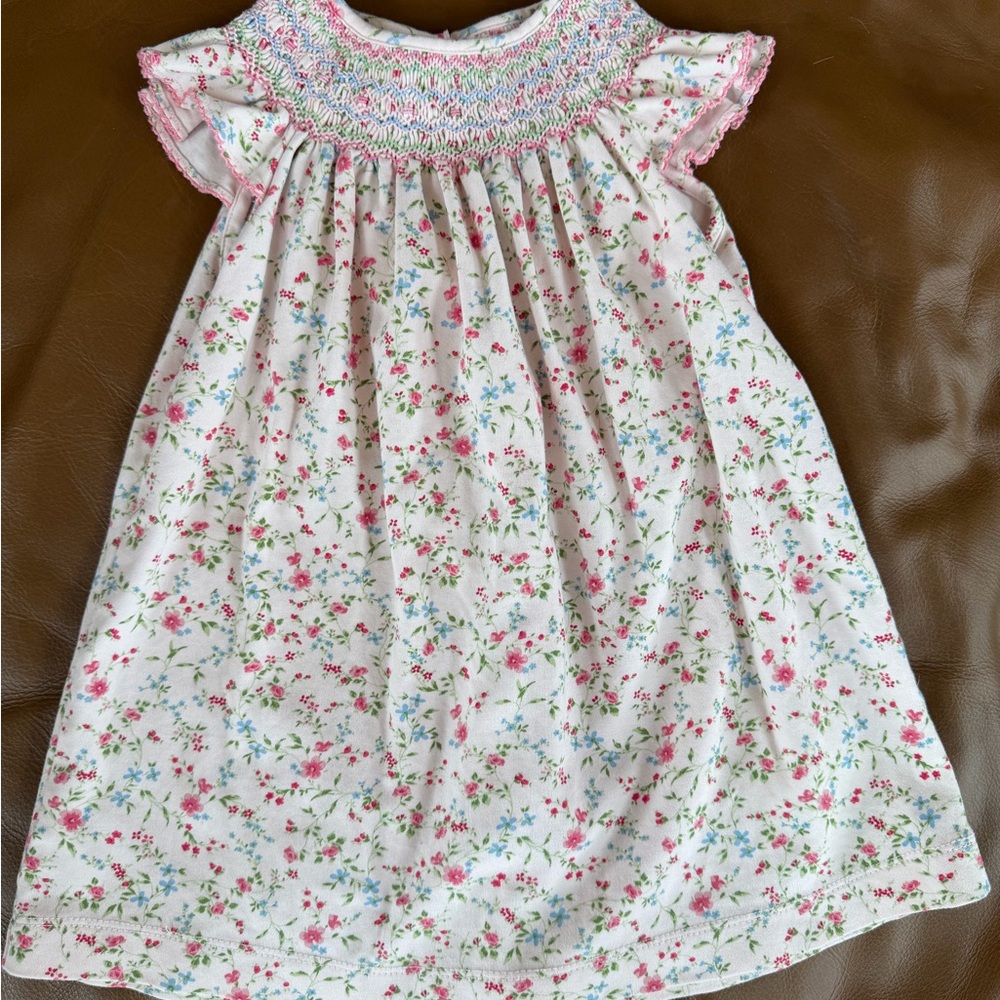 Edgehill Collection Pink and Green Smocked Baby Dress